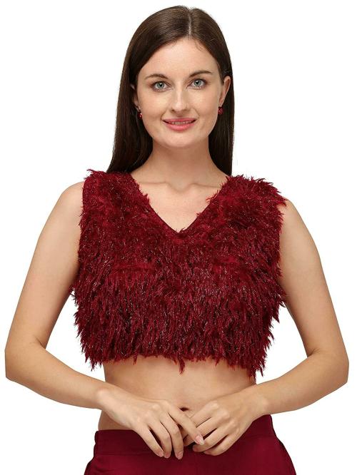 Amrutam Fab Women Maroon Silk Blouse