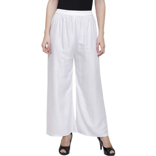 Ethnic Girls Free Size Rayon White Palazzo Pant