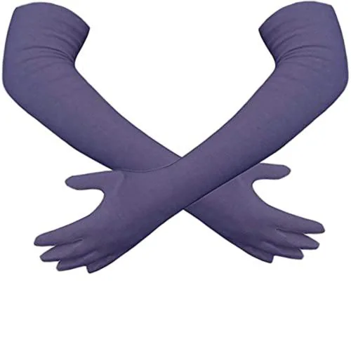Cotson Cotton UV Protection, Full Hand Arm Driving Gloves For Women And Men (Navy Blue, Pack OF 1 Pair)