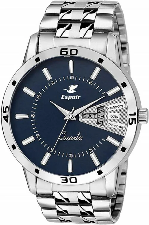 Espoir Men Blue Dial Silver Strap Analog Watch