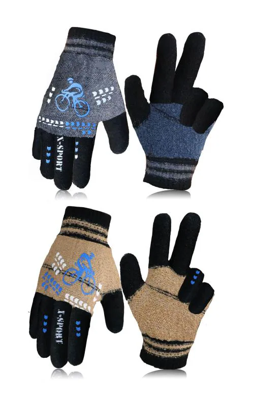 Akido Baby Boy's & Baby Girl's Soft Woolen Winter Warm Kids Printed Gloves Free Size Pack of 2 (4-10 Years)