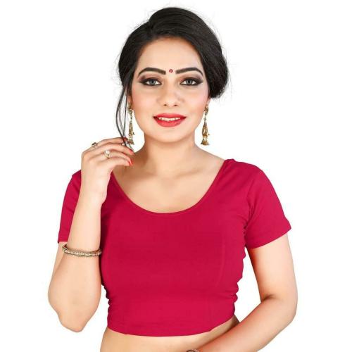 BKD Fashion Women Rani Pink Readymade Stitched Saree Blouse (Large)
