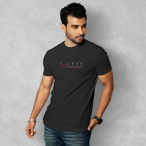 FLYIND Men Round Neck T-Shirt BlackBerry-XL