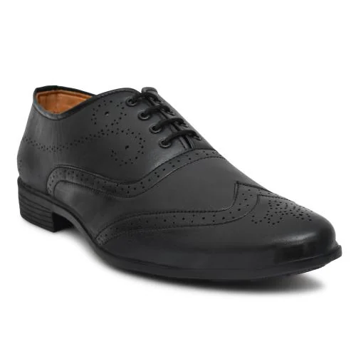 HIDA Genuine Leather Lace up Formal Shoes for men (Black)