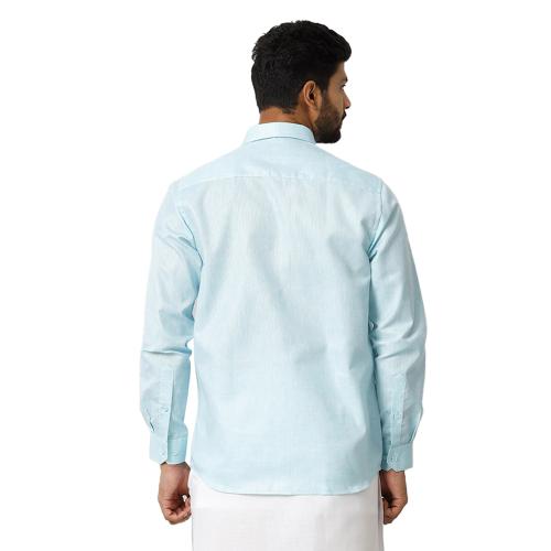 RAMRAJ Men Light Blue Solid Full Sleeves Traditional Formal Shirt
