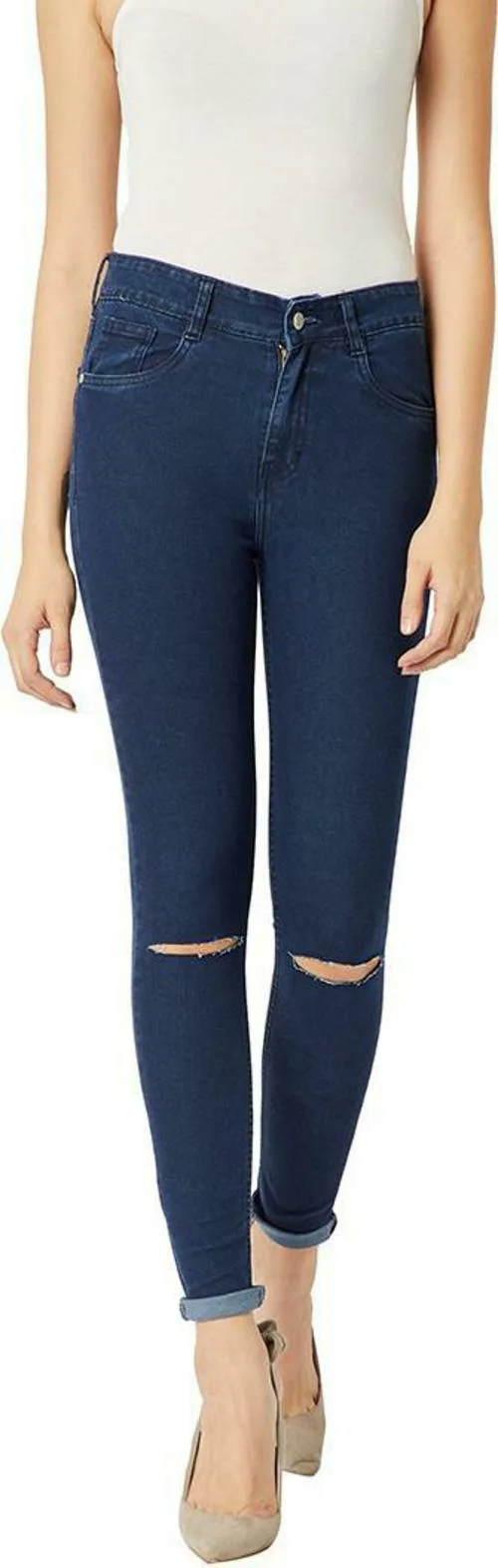 Miss Chase Women Navy Solid Single Jeans