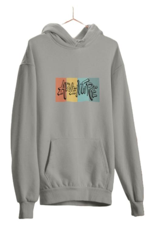 INDO FABRIZIO Adventure Printed Cool Aesthetic Sweatshirt Hoodie-GREY-XL