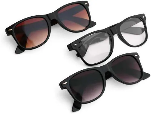 Gansta Wayfarer Full-Frame Black Clear Sunglasses ,Men And Women ,Pack Of 3(GN3006-Blk-Brn-Clr-Com)