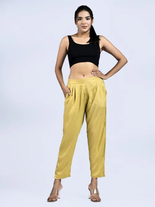 Mirayya Cotton Ankle Fit Trouser Pants for Women & Girls | Women Cotton Pant Trouser Regular Fit with Two Pocket for Office School Formal Casual Daily Use -Beige