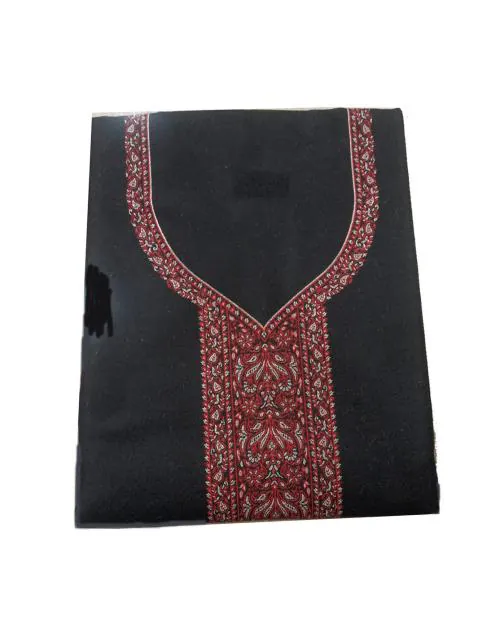 SAAKSHAAT Women's Unstitched Printed Winter Woollen Pashmina Salwar Suit Dress Material with Shawl - (Free Size) - Black-3