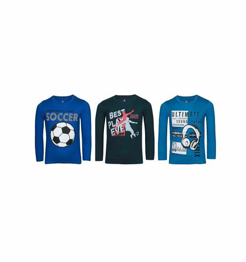 PIP N PAP Boys Multicolor Cotton T-Shirt (Pack of 3)