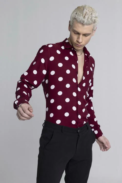 SNITCH Flecks Red Polka Dot Mens Shirt