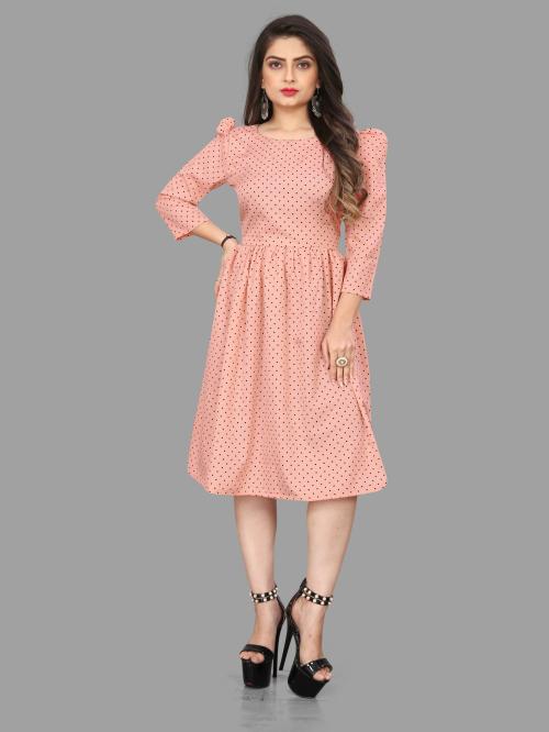 TAMWORTH Women Pink Crepe Fit And Flare Dress (XXL)