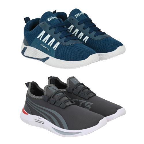 Birde Men's Sport Shoes Combo of 2 (Black, Blue)