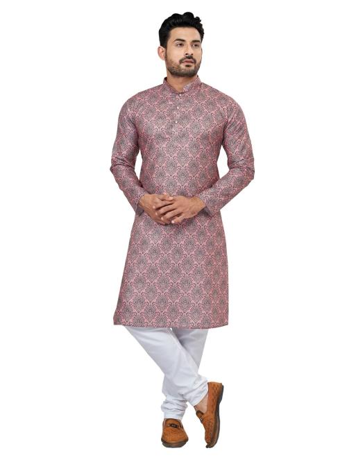 Outluk Brand Men Digital Printed Round Neck Kurta Pajama Set A Fusion of Style and Comfort