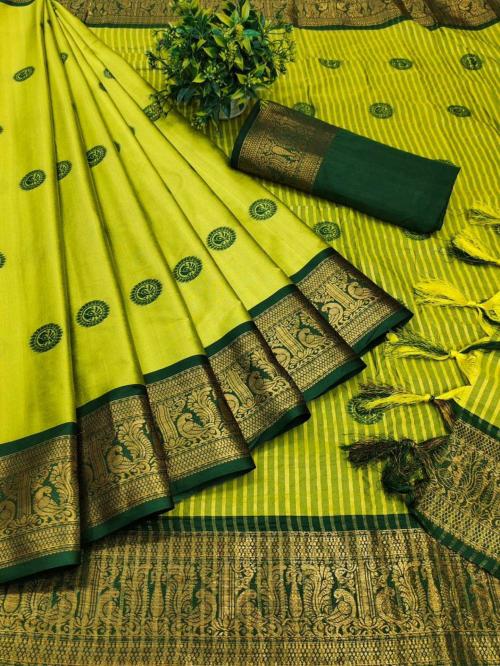 JAPRIKA Woven Banarasi Pure Silk, Art Silk Saree Pista Saree