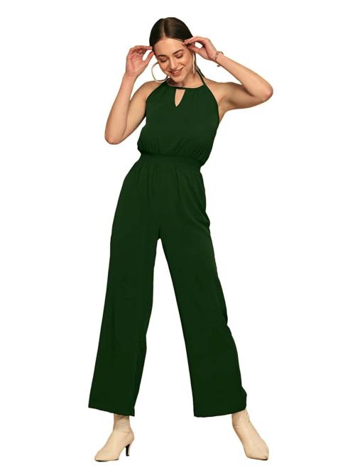 Buy Rhysley Women Green Solid Halter Neck Jumpsuit S Online at Best