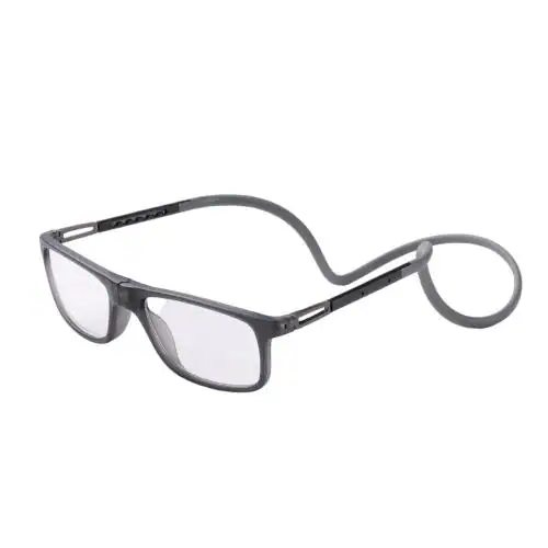 Intellilens Scratch Resistant Magnetic Reading Glasses Grey Men and Women 1.5
