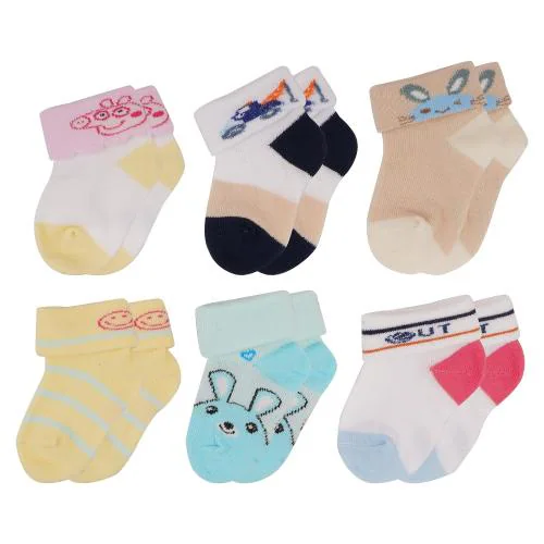 TENDSY New Born Baby Socks Set - Baby Winter Cotton Socks - Infants Socks Woolen -Designer Socks For Kids (Age 6-12 Months, Pack Of 6 Pairs)