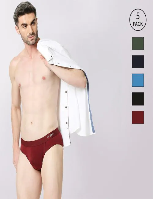 VIP Men's Cotton Briefs (Pack of 5) (VP-MI-BF-SKMPY-10P-XXL-PO5_Pack of 5