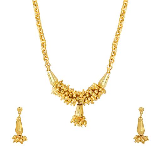 Buy Bodha Gold Brass Gold Jewellery Necklace Set 22K with Earrings For Women Online at Best