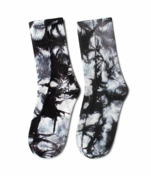 Cotton Midnight Black Socks - Bleached By Us Unisex Tie Dye Crew Length Socks For Men & Women