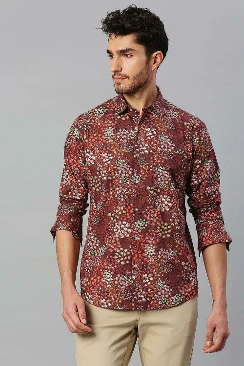 Praara Men's 100% Premium Cotton Abstract Short Full Sleeve Printed Slim Fit Summer Rainy Winter Regular Fit Casual Shirt Short Sleeve Formal Party Wear Shirt for Men