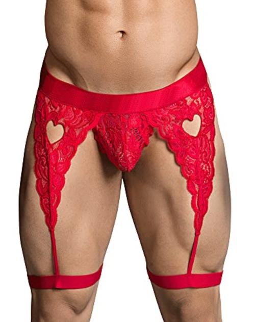 LEADWORT Red Nylon and Spandex Thong Bikinis Underwear ML-07399