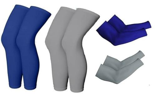 Shirsh UV Sun Protection Leg and Arm Combo sleeve For Men's Women's - UPF 50 - Arm Cover For Tanning And Sunburn Protection - 2 Pair