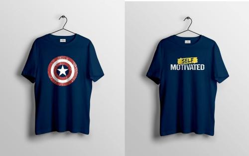 STREETMODE Men Black, Blue Printed Pure Cotton 2 Round Neck T-shirt (L)