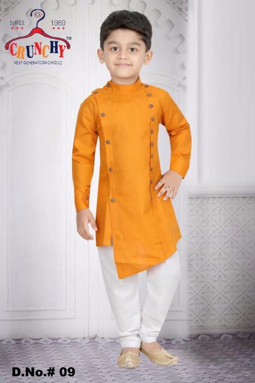 CRUNCHY KIDS SIDE BUTTON Boys Multicolored Designer Cotton Pack of 1 Kurta Pyjama Set