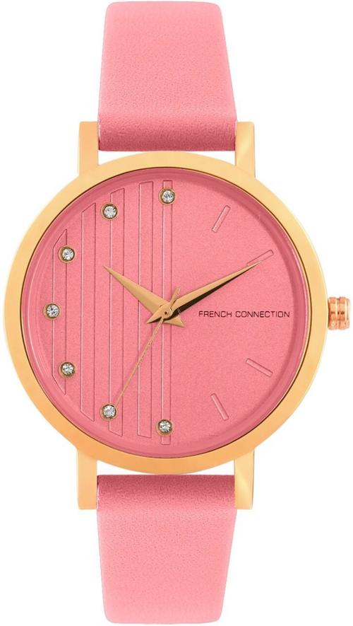 French Connection Analog Pink Dial Pink Strap Watch For Women