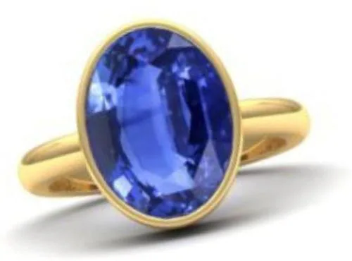 Chopra Gems & Jewellery Brass Original Blue Sapphire Stone Ring (Men and Women) - Free size (Blue_Pendant_9059)