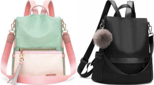 TARSHI Green and Black PU Leather Casual Backpack - 8 L (pack of 2)