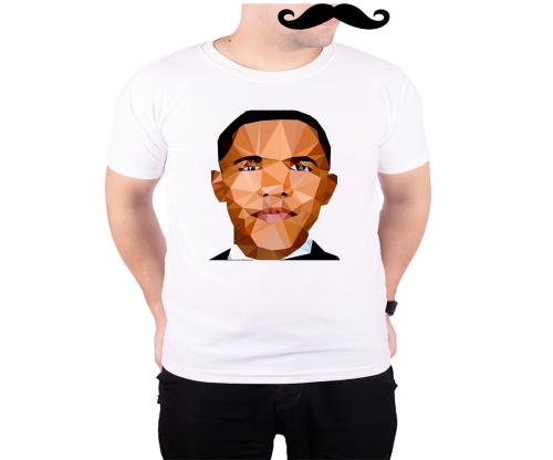 Mooch Wale Barack Obama Geometric Art White Quick-Dri T-shirt For Men - White, XL