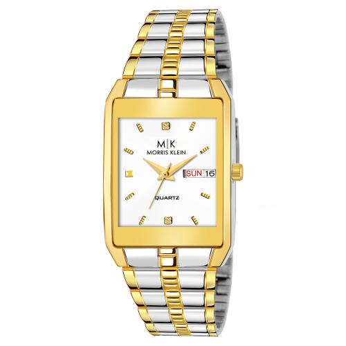 HYMT HMTY-7021 ORIGINAL WHITE & TWO TONE PLATED DAY & DATE FUNCTIONING WATCH FOR BOYS Analog Watch - For Men