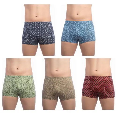VIP Men's Assorted Brando Printed Cotton Pack of 5 Trunk