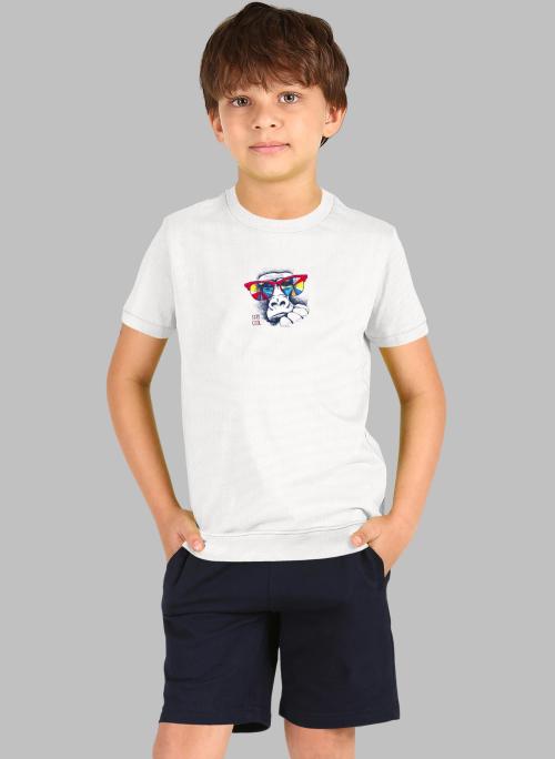 Coper Buck Boys White Printed Cotton Blend T Shirt (11-12 Years)
