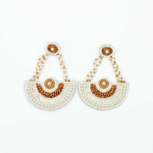 PGYG Mother of Pearl,Fabric,Crystal Gold&White Earring Set for Women