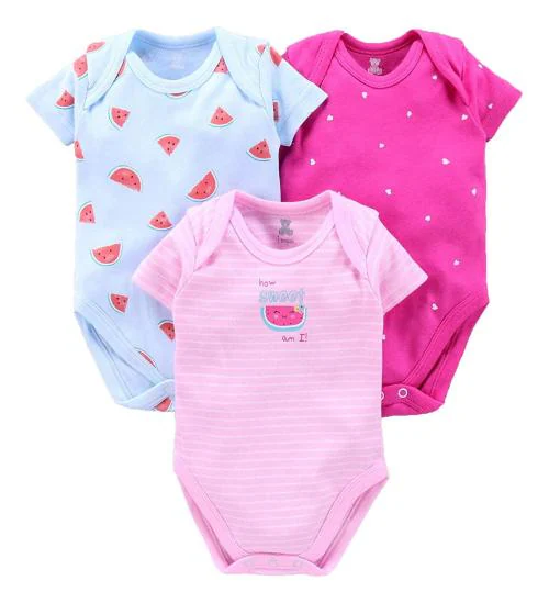 I Bears Half Sleeves Onesies Pack of 3, 0-3 Months | Baby Clothes | Baby Boys and Girls | 100% Cotton | Romper Sets | Infant Clothes | Overalls | Jumpsuits