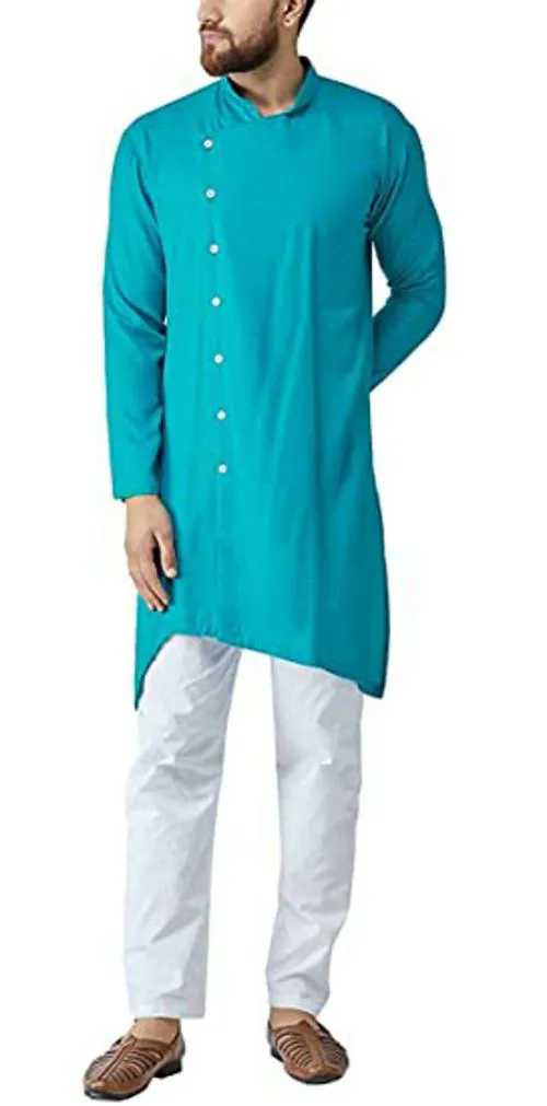 Buy Royal Kurta Mens Blue Cotton Linen Kurta (M) Online at Best Prices