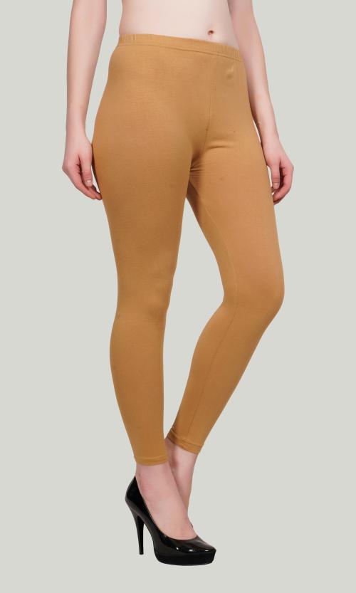 Istudio by iclothing Women Beige Solid Cotton Blend Legging - 38 (FlipdupLGSOLID-BEIGE)