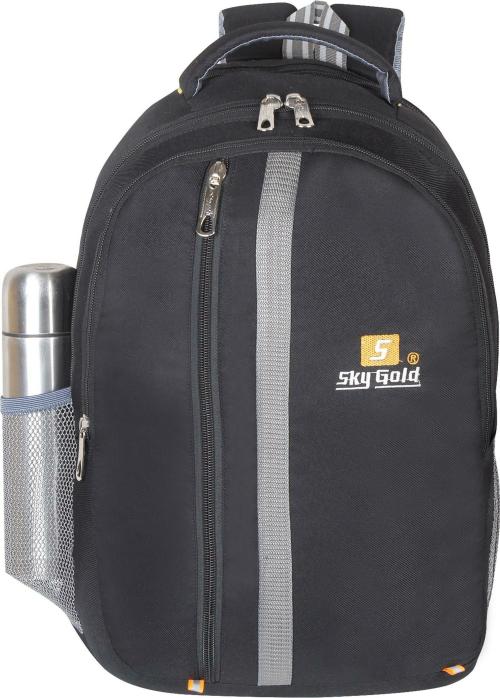 Sky Gold Black Denim College Casual Backpack, 30 L