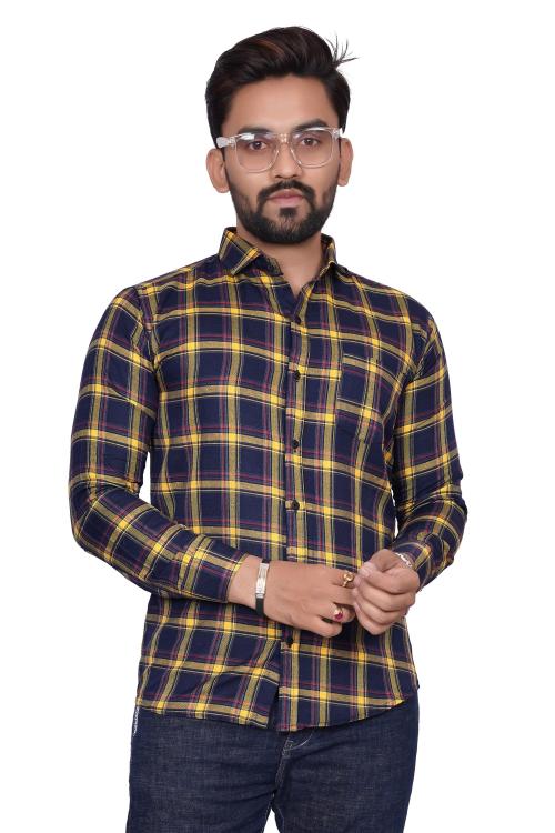 MOJILO Men's Checkered Slim Fit Cotton Casual Shirt
