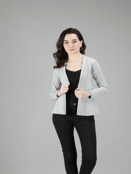 Nimble Grey Heather Short Shrug with Full Sleeves