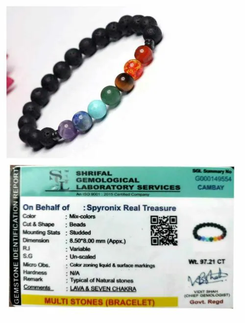 Spyronix Real Treasure 7 Chakra Bracelet With Natural Stones 8-8.5 MM Beads
