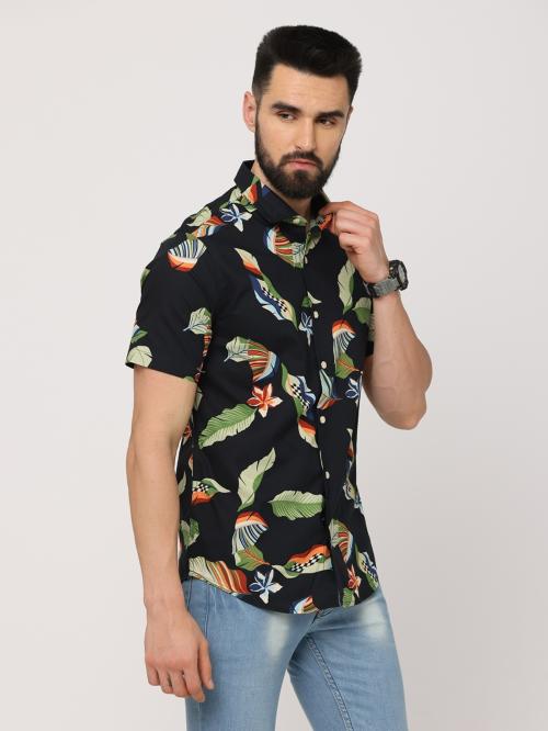 FLY69 Slim Fit Casual Shirts Premium Collections Black Size M