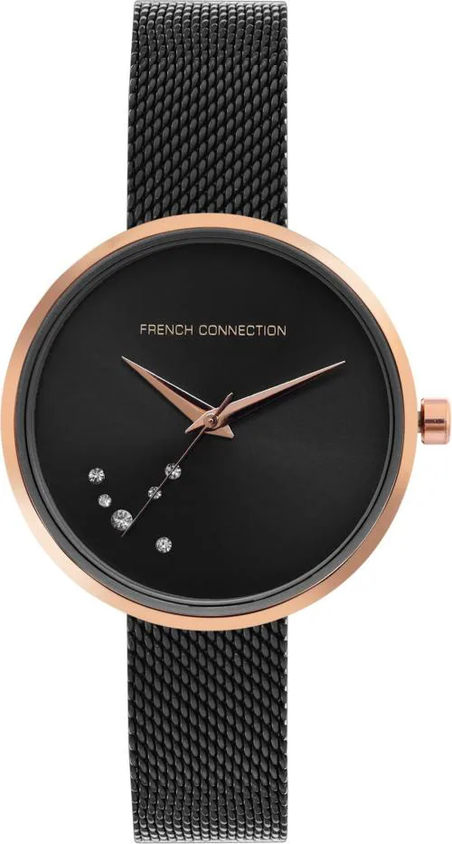French Connection Analog Black Dial Black Strap Watch For Women
