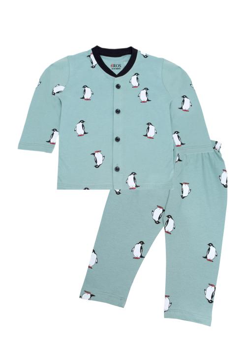 3BROS BodySuit/Dress for Boys/Girls Full Pajama & Casual Full Sleeves Night Suit Top Combo Kids Set (0-6 Months, Olive)