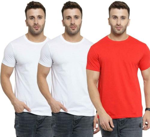 DAMN GUD DG Men Multicolor Solid Pure Cotton T-Shirt - XL (Pack of 3)